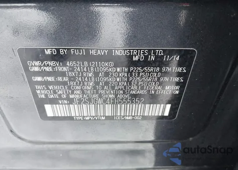 2015 Subaru Forester 2.0Xt Touring из США, поврежденный, VIN JF2SJGWC4FH555352